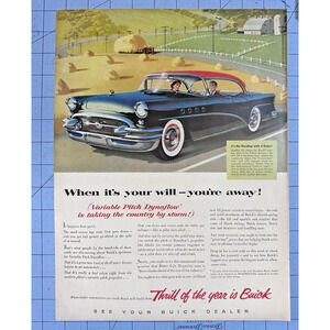1955 Print Ad Buick 4 Door Riviera Automobile Hayfields Thrill Of The Year